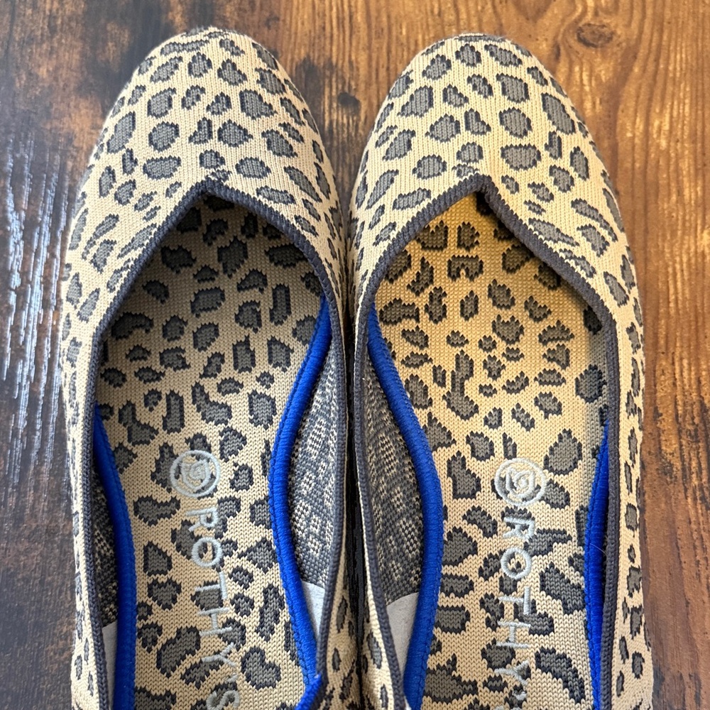 Rothy's Tan and Black Leopard Flats